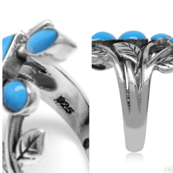 NEW Turquoise Leaf Ivy Ring 7 SS .925K - Picture 4 of 7